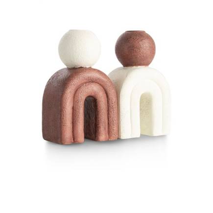 Coco Maison Lot kandelaar H15,5cm Creme